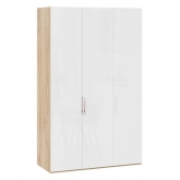 Шкаф комбинированный Эмбер с 3 глухими дверями Яблоня Беллуно, Белый глянец
